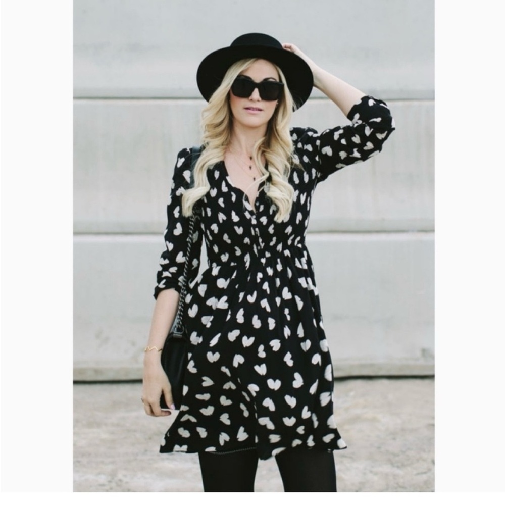 Anthropologie Maeve Banet Heart Print
Dress Smocked